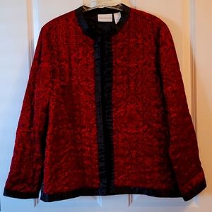 Alfred Dunner Size 14 Deep Red & Black Quilted Jacket